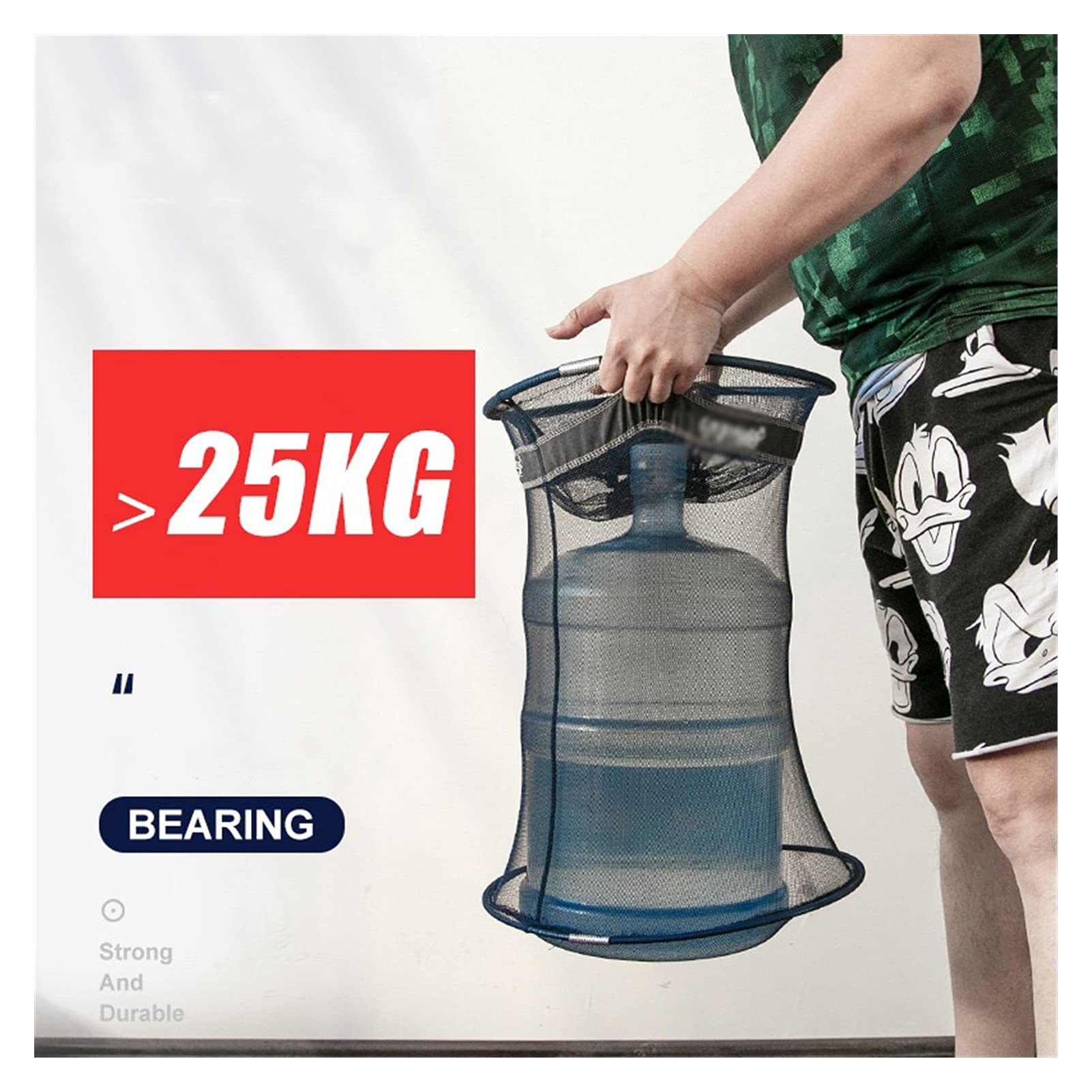Liudan Fischkescher Tragbarer Angeleimer Schnell trocken Kleine Mesh Aufbewahrungstasche Strand Kämpfe Krabbe Hummer Anti-Jump Net Pocket Fish Shrimp Korb Fischnetz