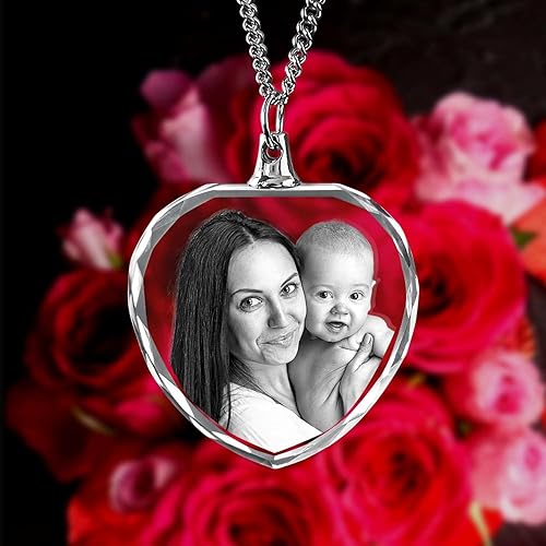 Miniatura 6 de ArtPix 3D Collar personalizado de corazón con foto de cristal, regalo personalizado para padre, papá, hombres, mujeres, él, ella, abuelo, grandes