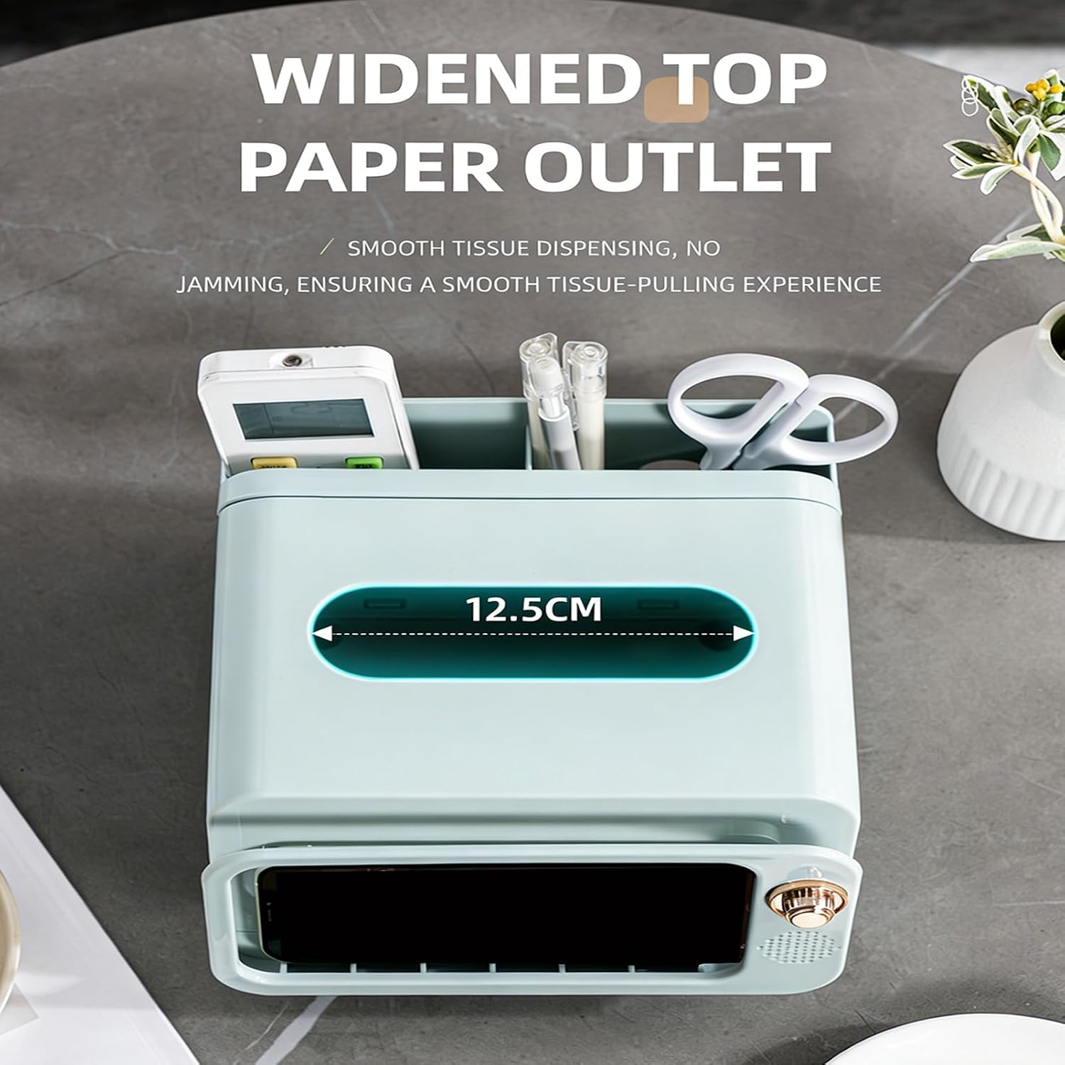 Creative Cream Televisions Inspired Tissue Box Featuring Built in Phone Stand Function for Living Room Decors and Charging Creative Cream Styles Televisions Inspired Tissue Box Holder