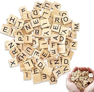 Zulbceo 100Pcs Wooden Scrabble Letters for Crafts, for Crafts Wood Letter Tile Wooden Alphabet Tiles A-Z Capital Wooden Tiles Letters for DIY Craft Gift Decoration Scrapbooking
