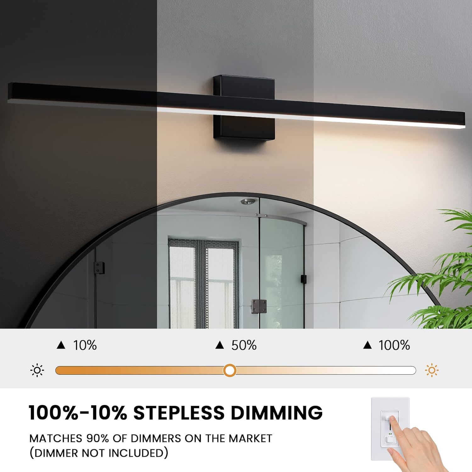 KAISITE Black Vanity Light for Bathroom Above Mirror 39 inch LED 5CCT Bathroom Lighting Fixtures Dimmable Modern Bath Wall Light Fixture Over Mirror