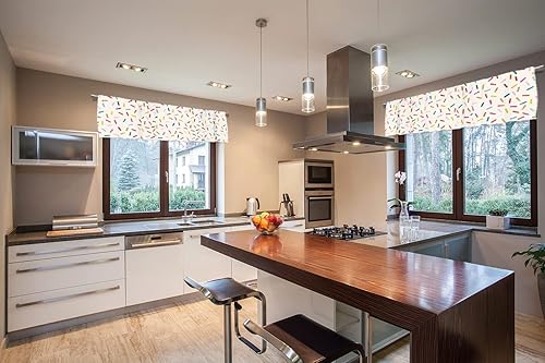 Miniatura 5 de Healbrighting Cenefa de cortina corta opaca con bolsillo para barra de cortina para cocina, dormitorio, 52 x 18 pulgadas, verde azulado rojo y