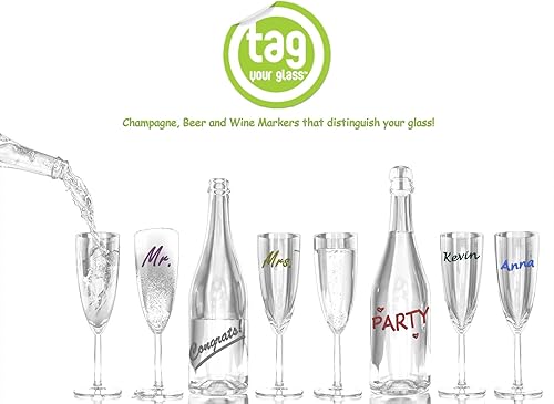 Miniatura 6 de Abalorios de champán, cerveza y copa de vino, cierre estático, únicos y reutilizables, abalorios de copa de vino sin tallo, para cumpleaños, boda,