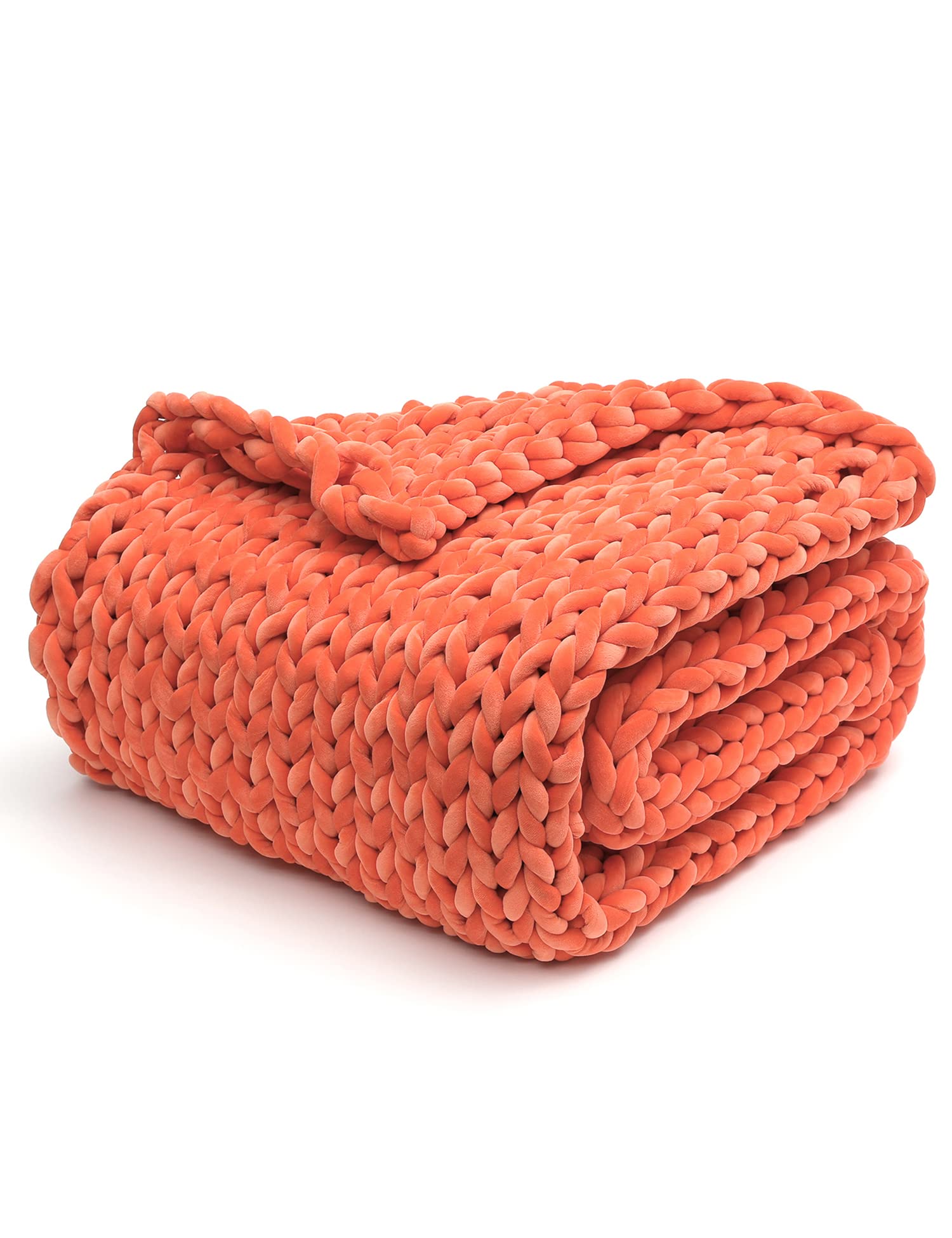 YnM Velvet Weighted Blanket, Handmade Chunky Knitted Design, Soft and Cozy, Temperature