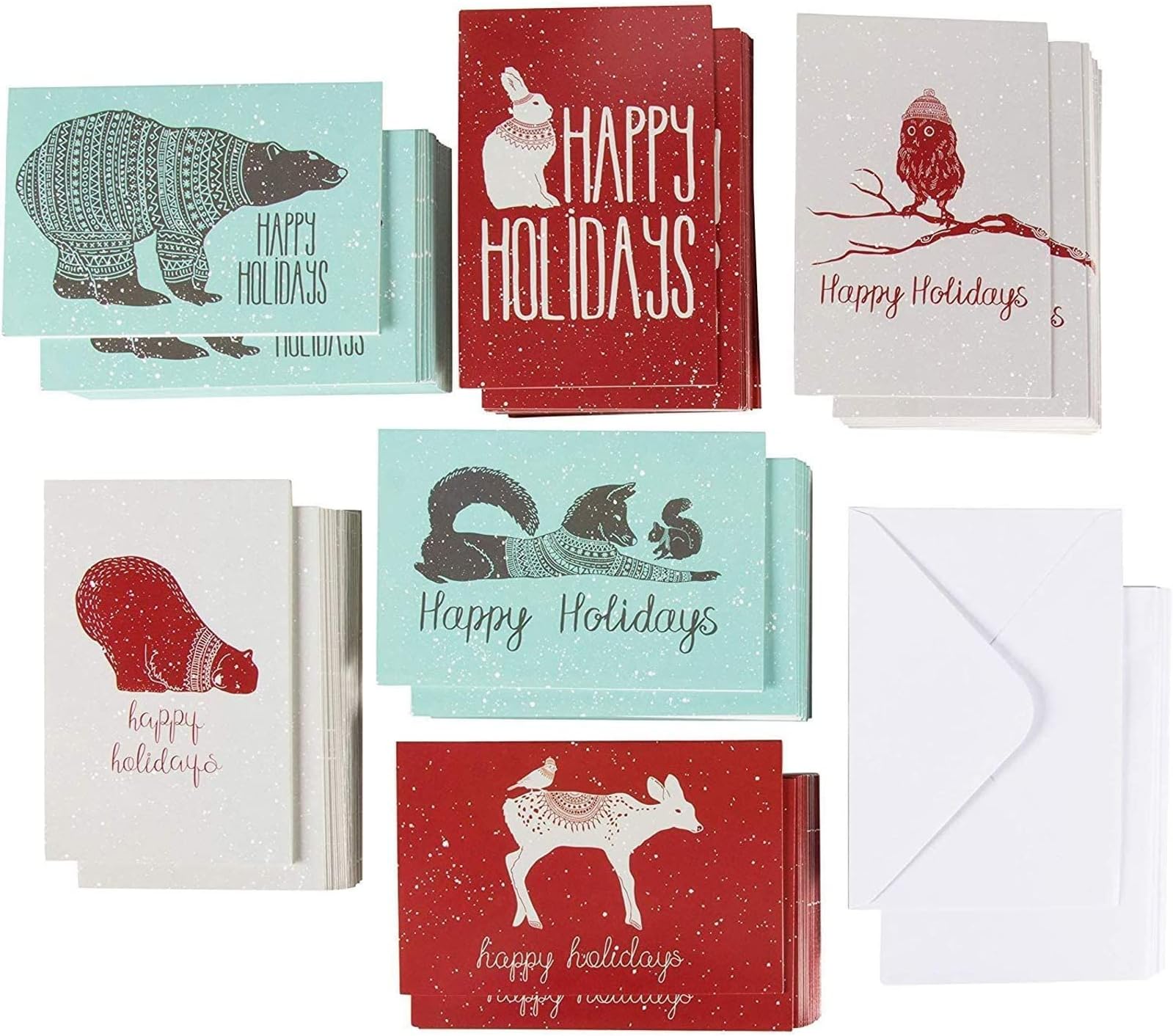 Sustainable Greetings Blank Note Cards with Envelopes - Assorted Animal Designs for Sending Holiday Wishes - 4 x 6 in, Pack of 144