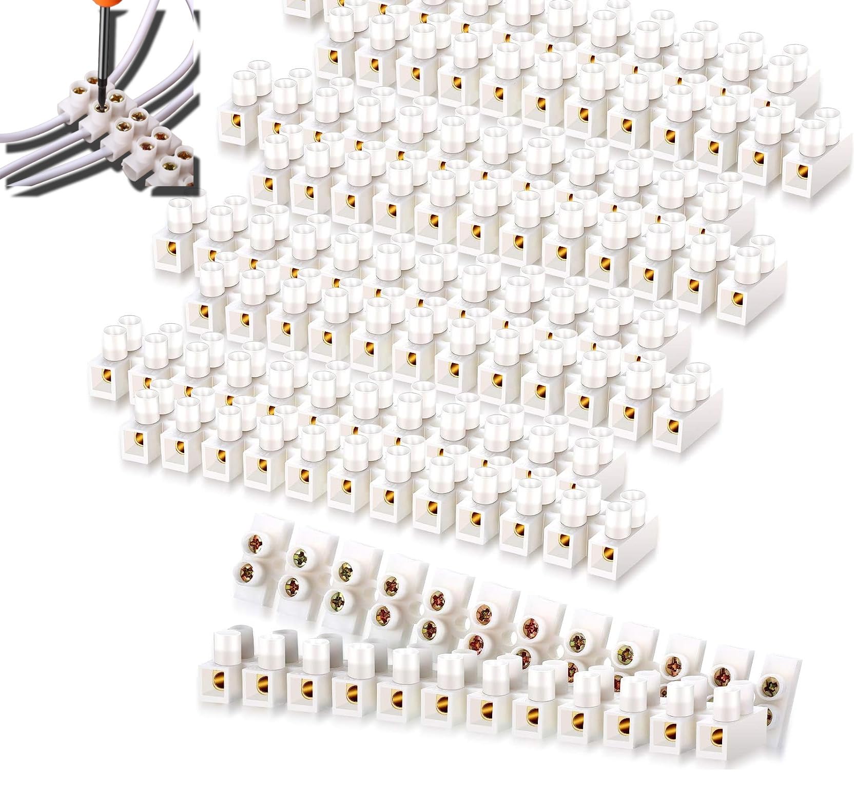 10 Pcs Bloques de terminales eléctricos 10A 380V Bloque de terminales de tornillo de doble fila Bloque de tiras de 12 posiciones para cables Conexión de electrodomésticos