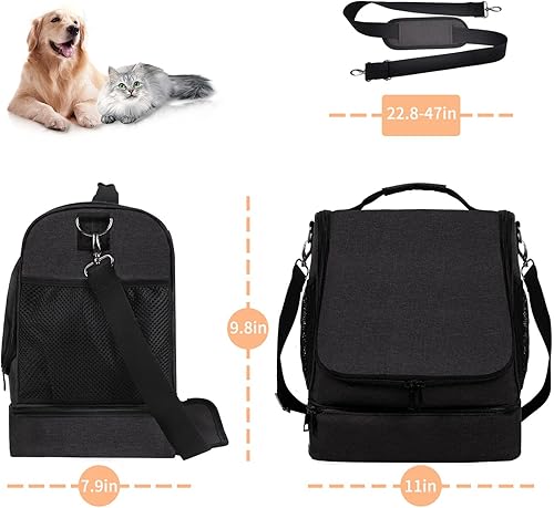 Miniatura 7 de Bolsa de artículos de aseo para perros y gatos, compartimentos ajustables para montar en la pared, bolsa de aseo para mascotas, bolsa de aseo para