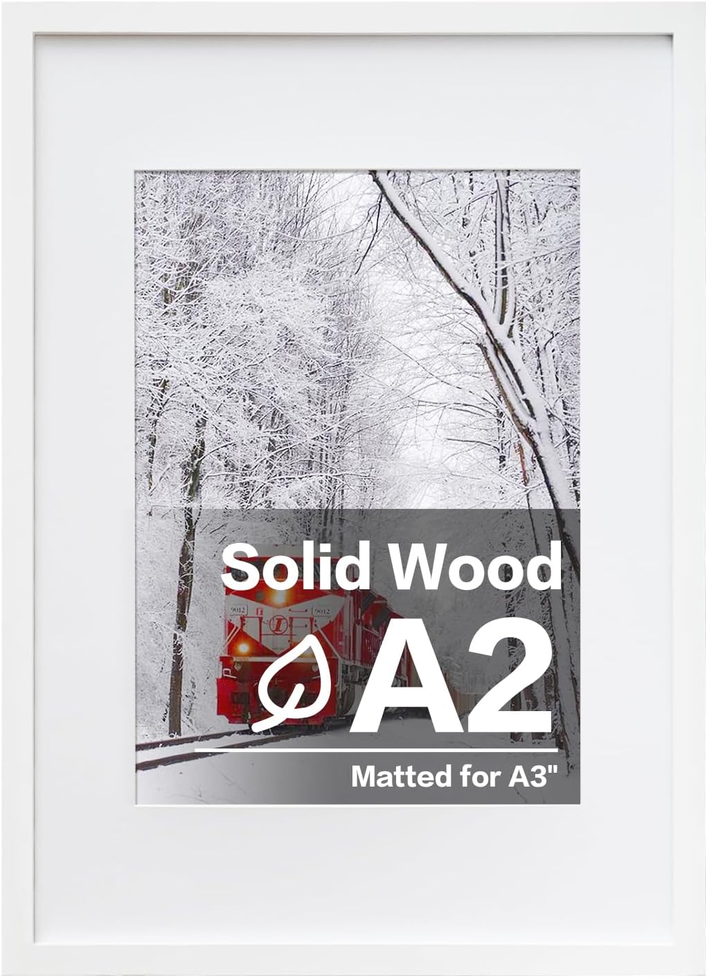 Egofine A2 Solid Wood Picture Frame, Made of Solid Wood Covered by Plexiglass A3 with Mat 16.5 x 23.4 without Mat, Poster Frame for Wall Mounting Hanging Photo Frame Vertically or Horizontally, White White A2