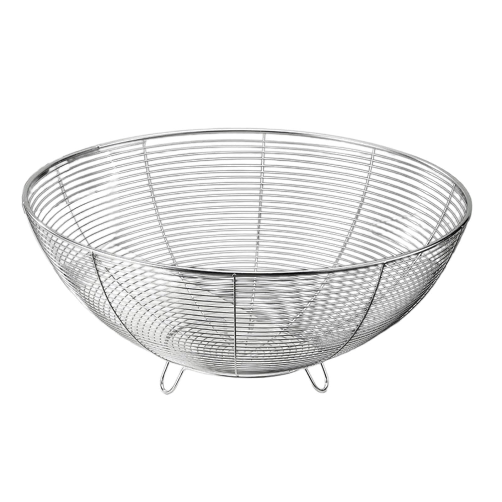 Kalttoy Of 2 Stainless Steel Countertop Baskets for Freshness Fruit and Bread Storage Sturdy Kitchen Organizers Dishwasher Safe Bins