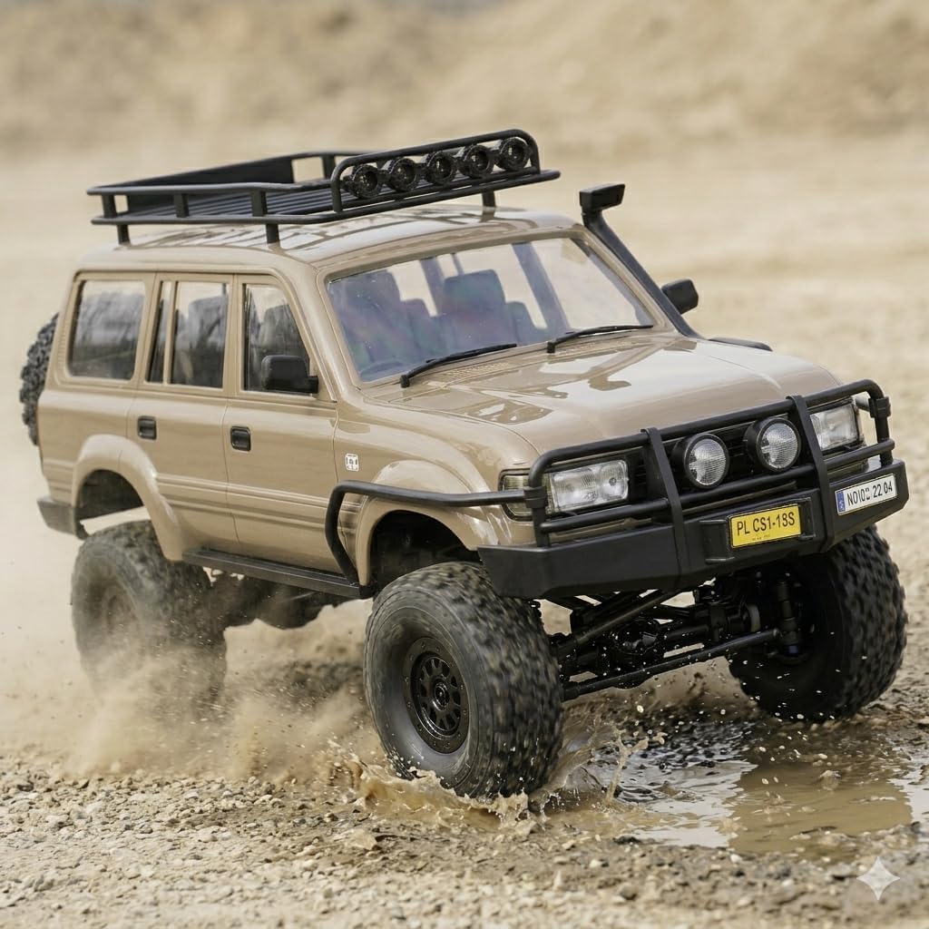 1/16 Scale RC Crawler, WPL C54-1 RTR RC Truck 4x4 Off Road RC Rock Crawler with Upgraded Chassis, 260 Motor New Gearbox and Batteries for Adults Hobby Toy (Yellow)