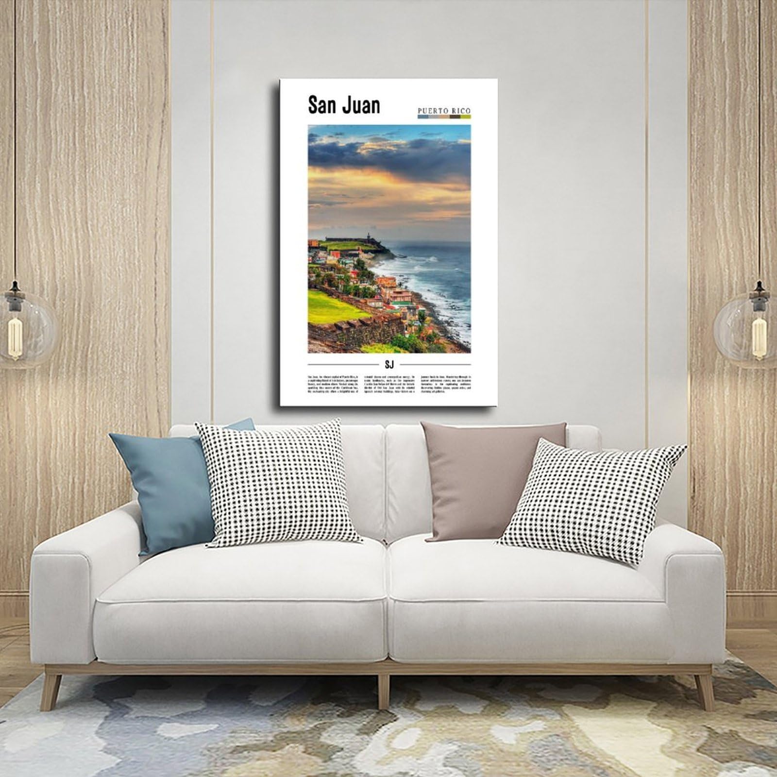 NEOHI Karaiby podróż sceneria pejzaż miejski - San Juan Portoryko płótno sztuka dekoracja ścienna plakaty dom bar restauracja garaż kawiarnia logo prezent 24 x 36 cali (60 x 90 cm)