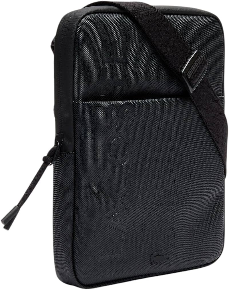 Lacoste Men's L.12.12 Branded Zippered Medium Flat Bag, Black, One Size - Image 2