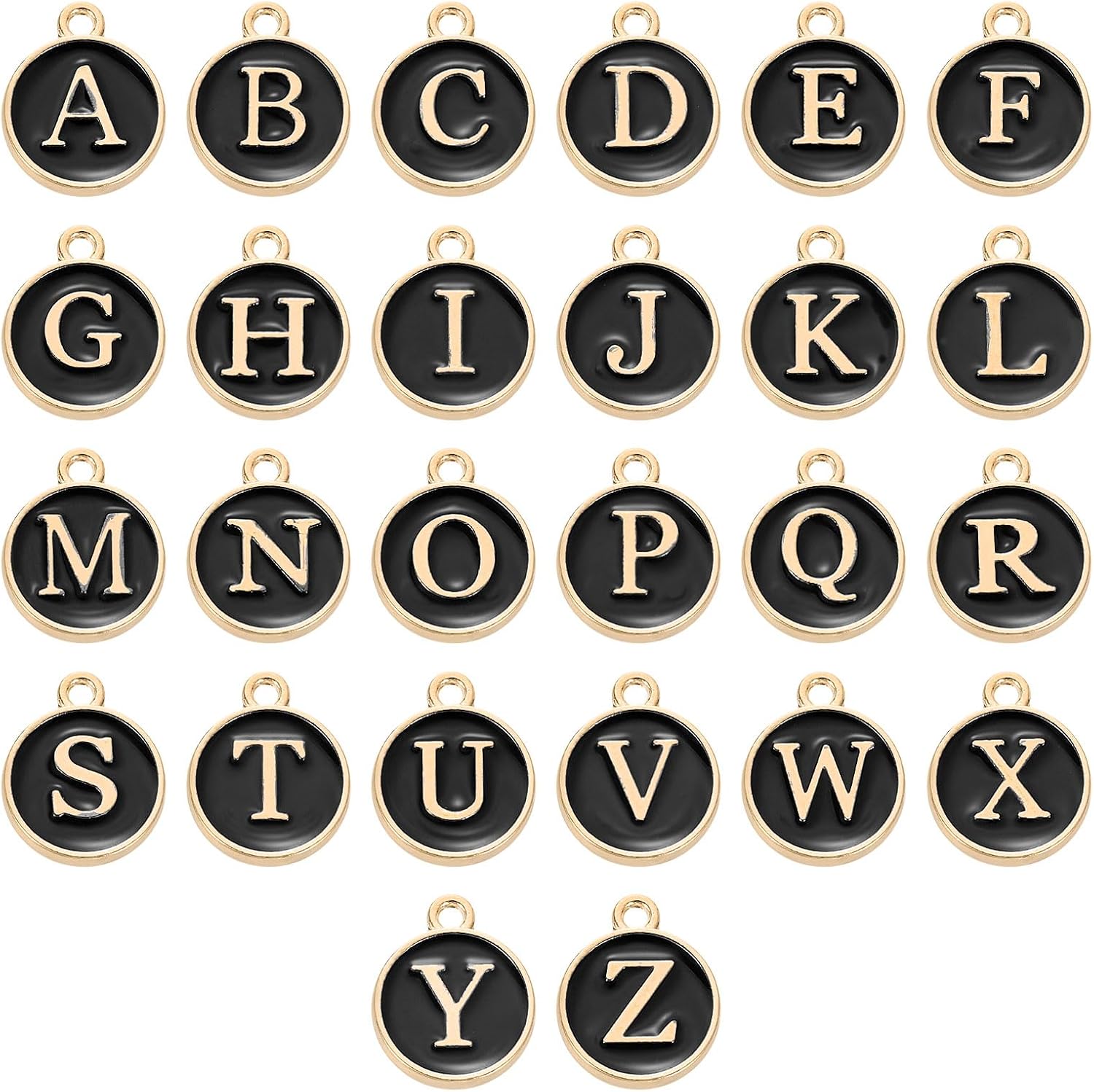uxcell Letter Charm, Alloy A-Z Initial Charm Round Alphabet Pendant for Necklace Bracelet Earring Jewelry Making Diy