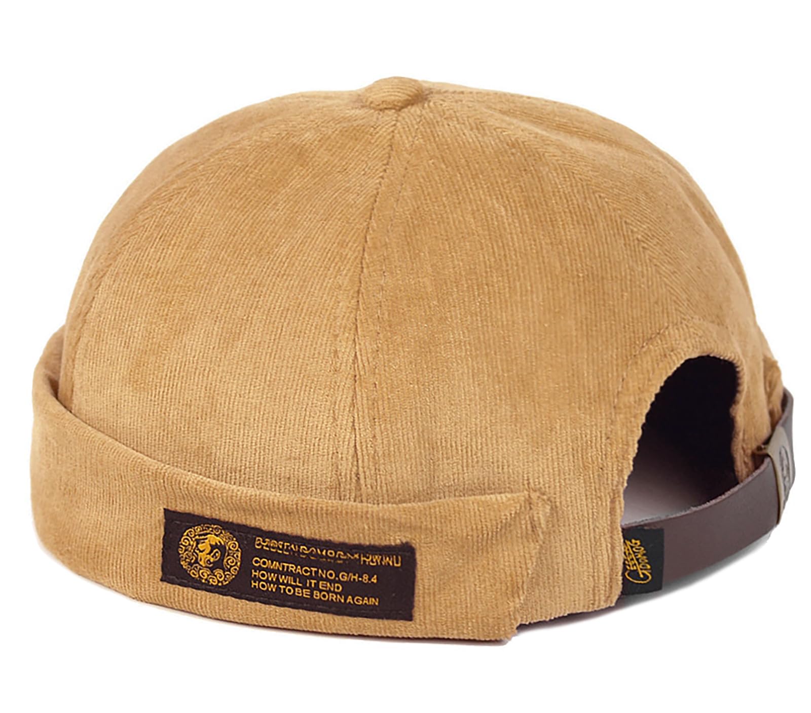 XYIYIMen Corduroy Brimless Hats Docker Cap Sailor Cap Worker Hat Rolled Cuff Retro Beanie Hat