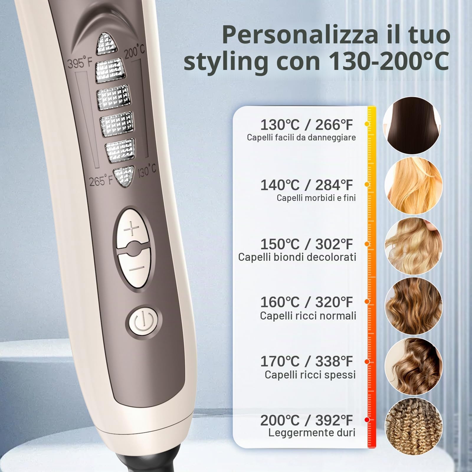 Spazzola Lisciante per Capelli, AGUG Pettine Riscaldante Lisciante 130-200°C Riscaldamento rapido 30s Piastra per Capelli Spegnimento Automatico