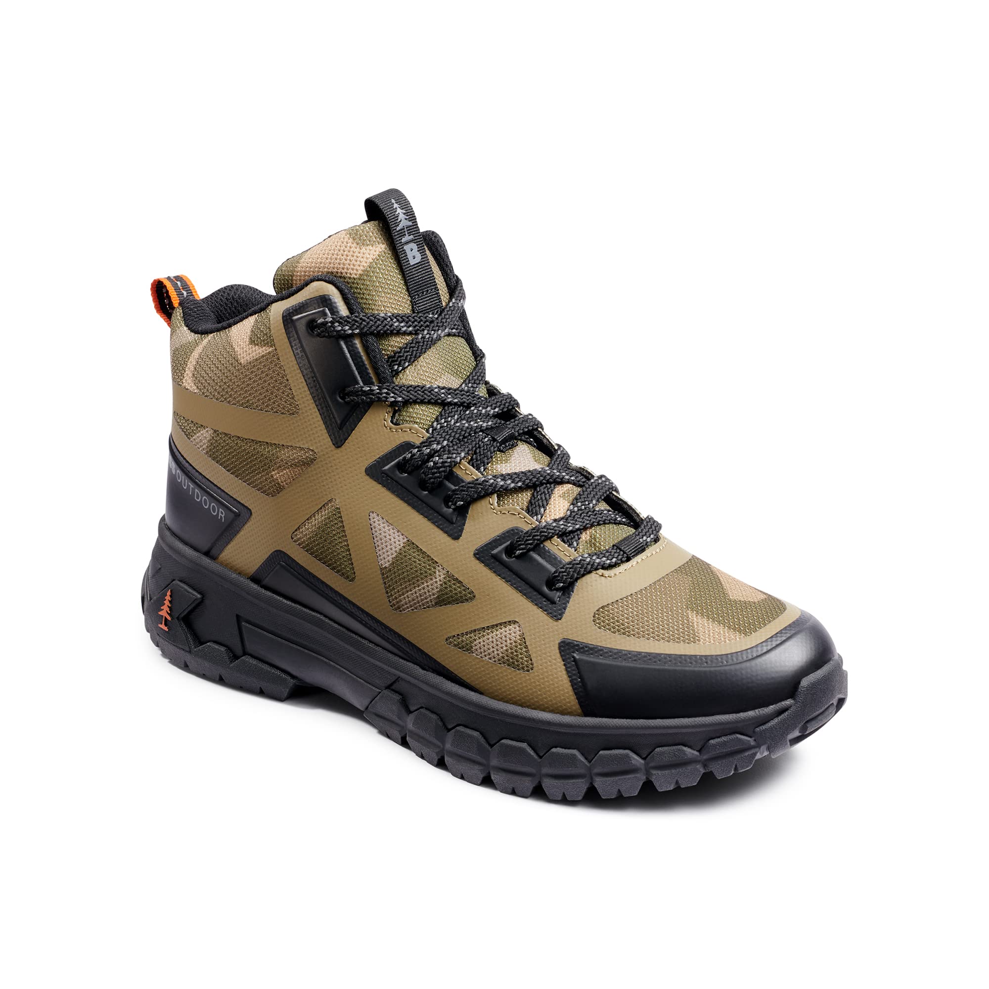 BASS OUTDOOR Men's Peak Seamless Ankle Hiking Boot, CAMO GRN/BLK, 11