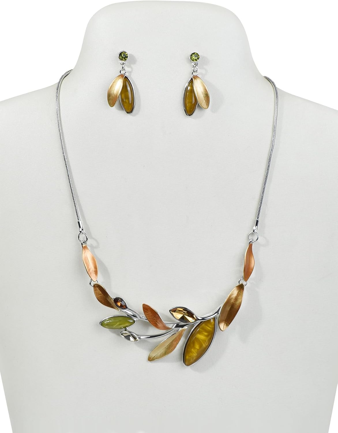 Vintage Statement Jewelry Set Leaf Floral Bohemian Boho Statement Necklace Earring Set Crystal Fashion Costume Jewelry - Image 2