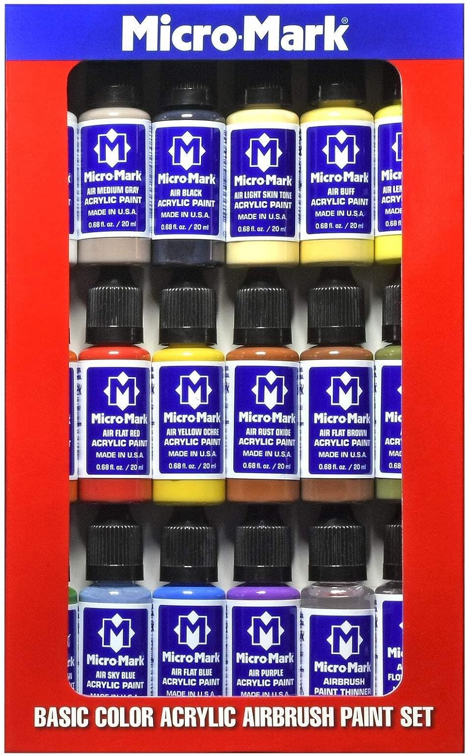 Micro-Mark Basic Color Airbrush Paint Set – Versatile Acrylic Paints for Models, Miniatures, Crafters. Great for Figures, Crafts, Dioramas and More.
