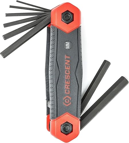 Miniatura 3 de Crescent CHKFM8 - Juego de llaves hexagonales plegables de doble material, 8 piezas, color negro