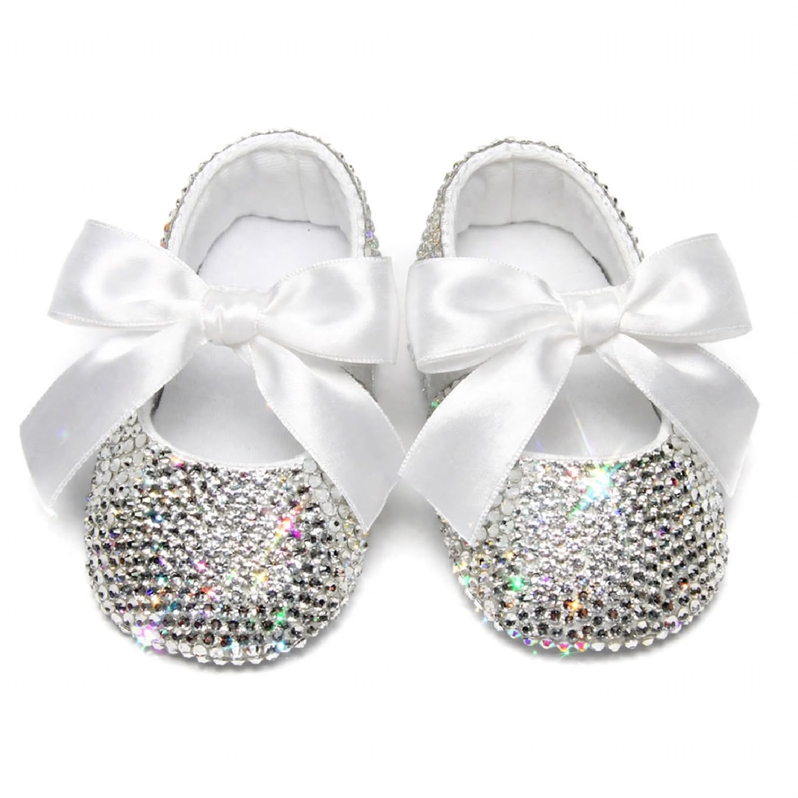 Ballerinas für Neugeborene, Baby, Monate, Kristalle, Strass, elegante Taufe, 5 cm Brillabenny