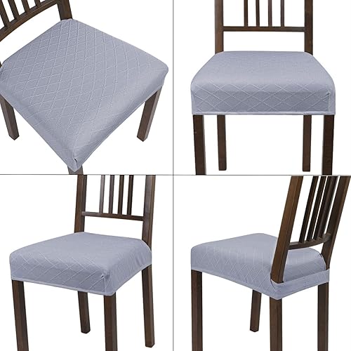 Miniatura 8 de SearchI Juego de 4 fundas de asiento para sillas de comedor repelentes al agua, fundas de asiento elásticas lavables para sillas de comedor,