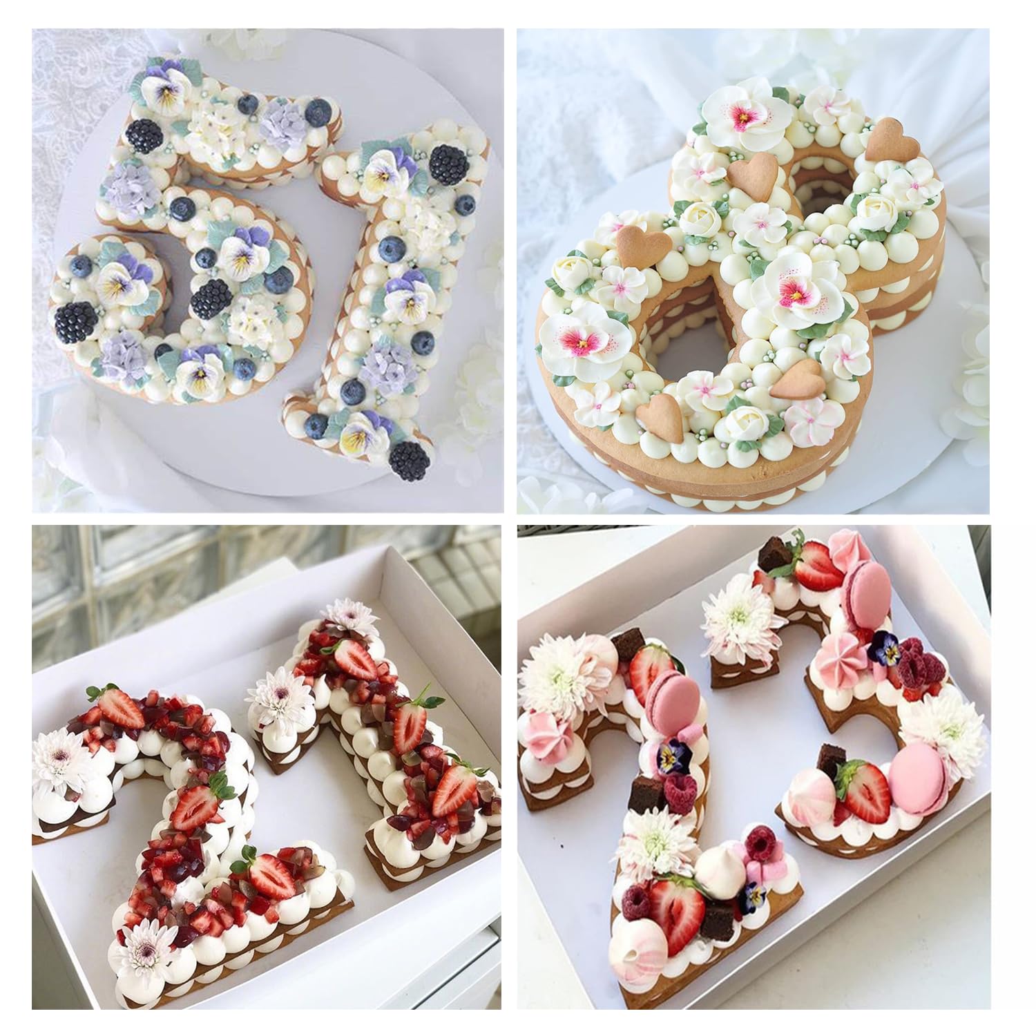 Ensemble de moules à gâteau réglables en forme de lettres et de chiffres, moule de cuisson anti-adhésif en acier au carbone, réutilisable pour gâteaux d'anniversaire et de mariage