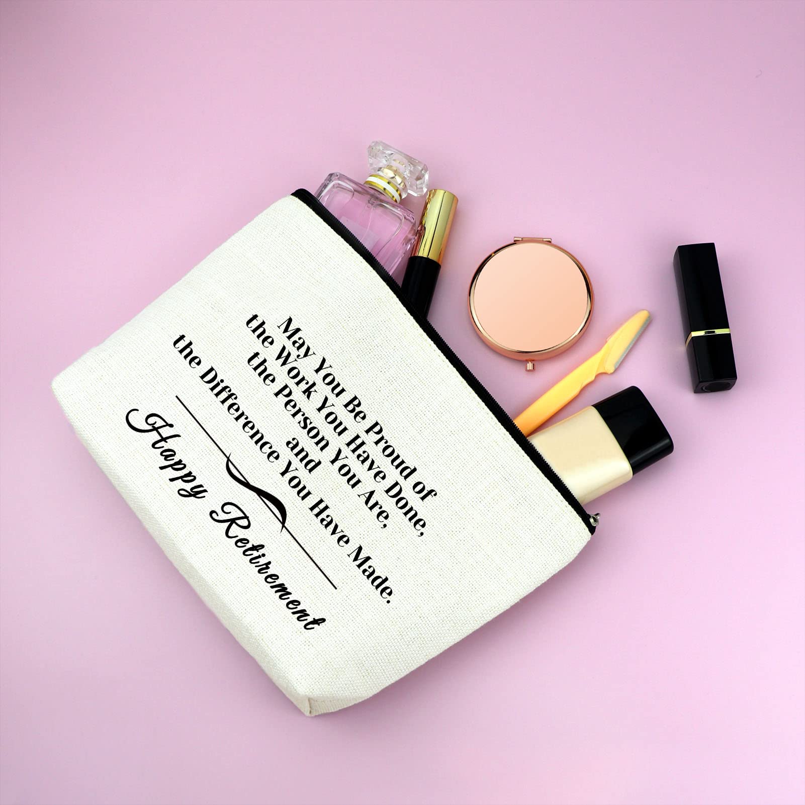 Retirement Gift for Woman 2024 Happy Retirement Makeup Bag Gifts for Retired Coworkers Teacher Nurse Going Away Gifts for Boss Colleague Leaving Gifts Travel Toiletry Bag - Image 3
