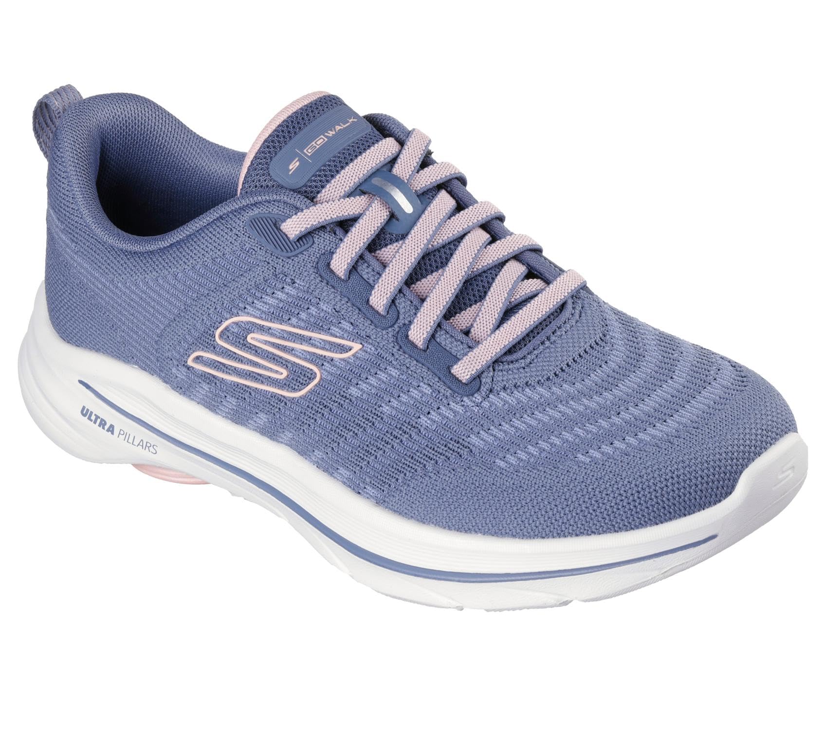 Skechers Women's Go Walk 8 Britt Sneaker, Taupe Textile/Blue Trim, 9 UK