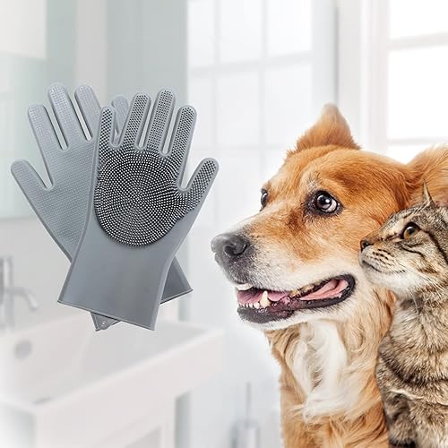 Miniatura 7 de Guantes de aseo para mascotas  Cepillo de champú suave para perros  Guante de masaje con diseño mejorado de cinco dedos  Guante de deshedding