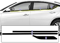 Vista 6 de BOGAR TECH DESIGNS Adhesivo de vinilo de repuesto para ventana lateral cromada compatible con Nissan Altima 2019-2025, negro brillante