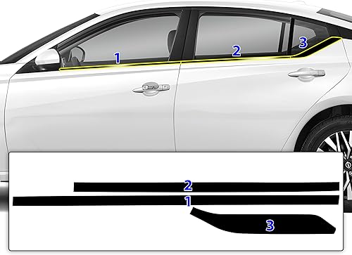 Miniatura 6 de BOGAR TECH DESIGNS Adhesivo de vinilo de repuesto para ventana lateral cromada compatible con Nissan Altima 2019-2025, negro brillante