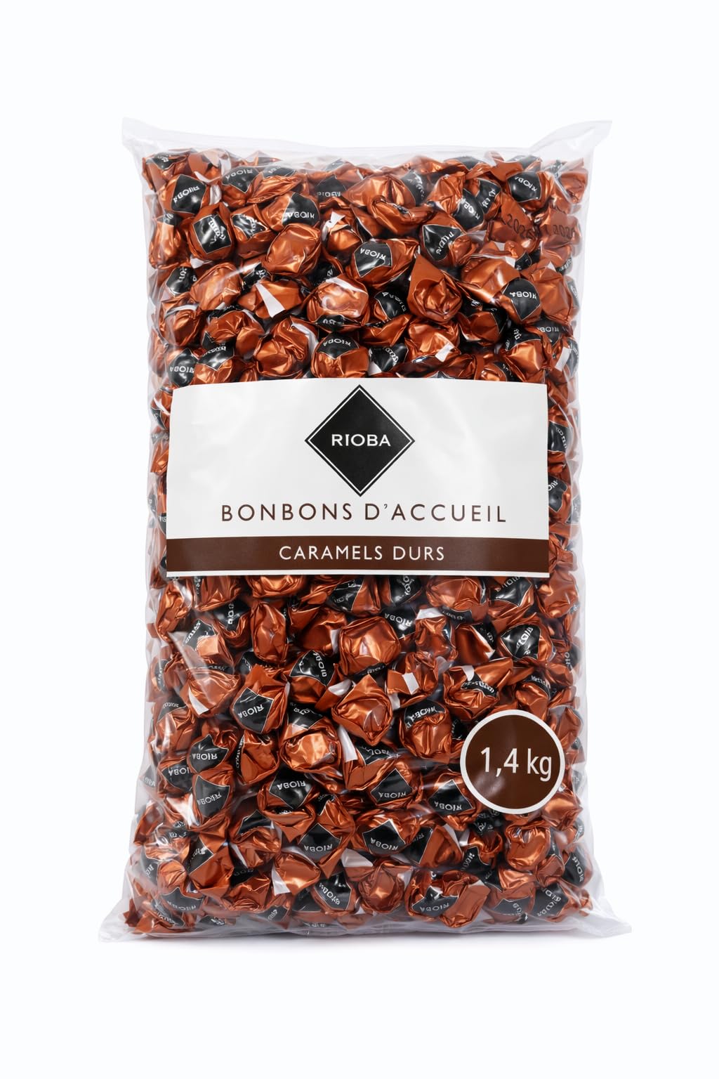 Bonbons d'Accueil Caramel Dur Rioba - 1,4 Kg mini-bonbons à offrir, restaurant, salle d'attente, conférence, Accueil Garage, concessionnaire auto