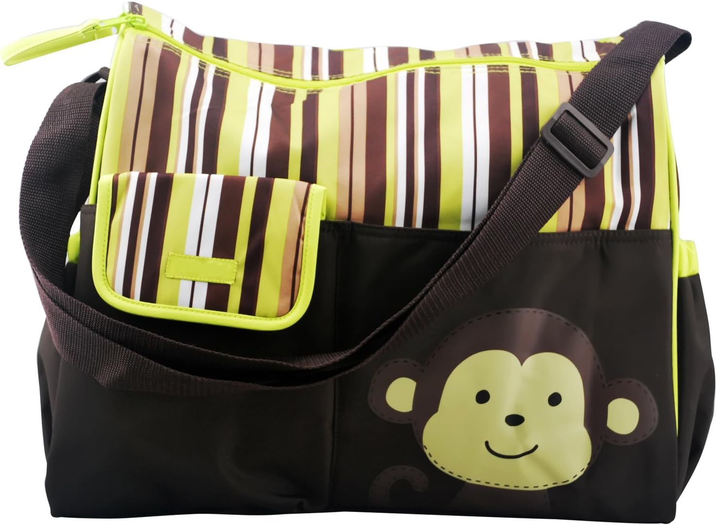 Diaper Tote Bag Green w/Changing Mat Premium Designer Baby Diapers Bag for Girls Boys Twins, Shower Gifts for Mom Dad