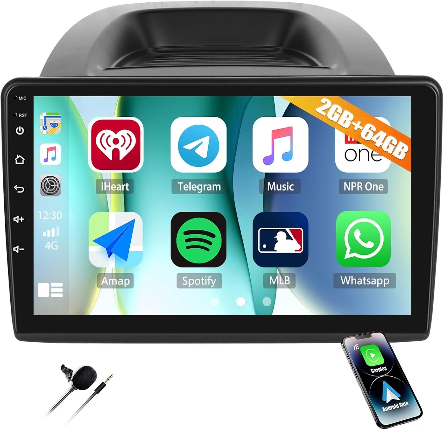 2GB+64GB Car Stereo Radio for Ford EcoSport 2018 2019 2020 with Wireless CarPlay Android Auto 10" Touch Screen Radio Android 13 Head Unit with GPS Navigation Bluetooth WiFi RDS FM Mirror Link