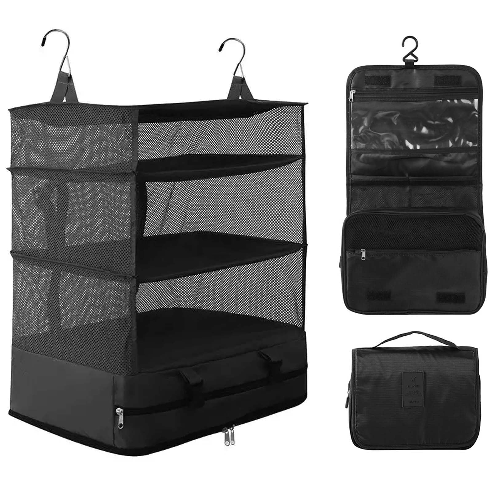 Dokeno Organizer Valigia, Organizer per Valigie da Appendere con Borsa per Cosmetici Pieghevole Organizer Valigia Salvaspazio, Packing Cubes Set Compressione