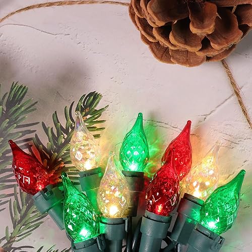Miniatura 8 de Guirnalda de luces naranjas de Halloween, 70 luces LED de cristal C5 con certificación UL, luces de Navidad para uso en interiores y exteriores,