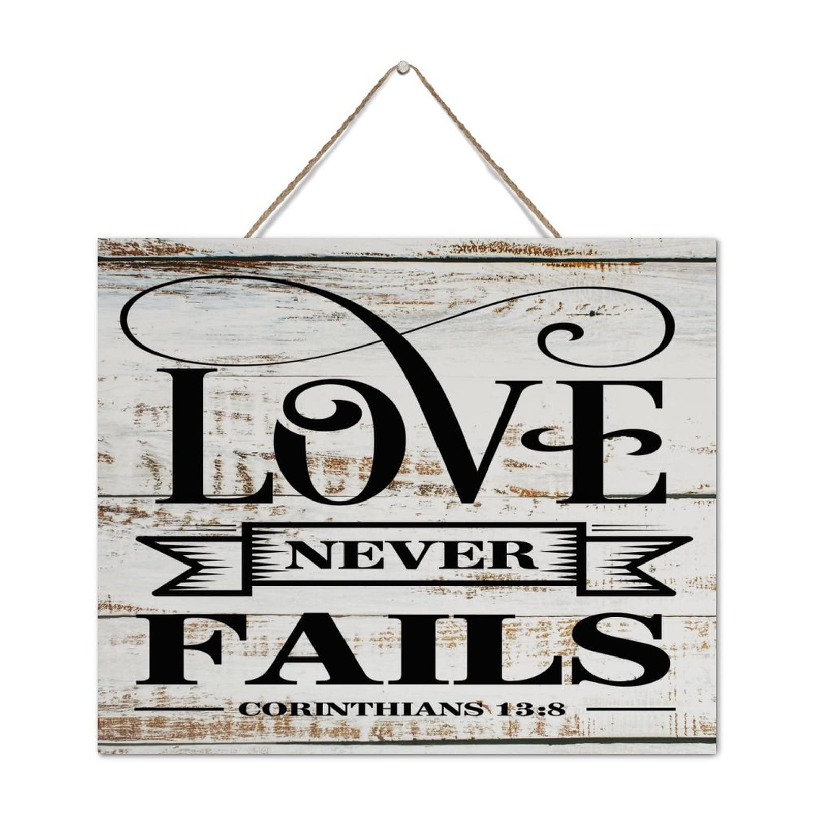 Plaque en bois Love Never Fails : une décoration murale pleine d'amour pour votre maison