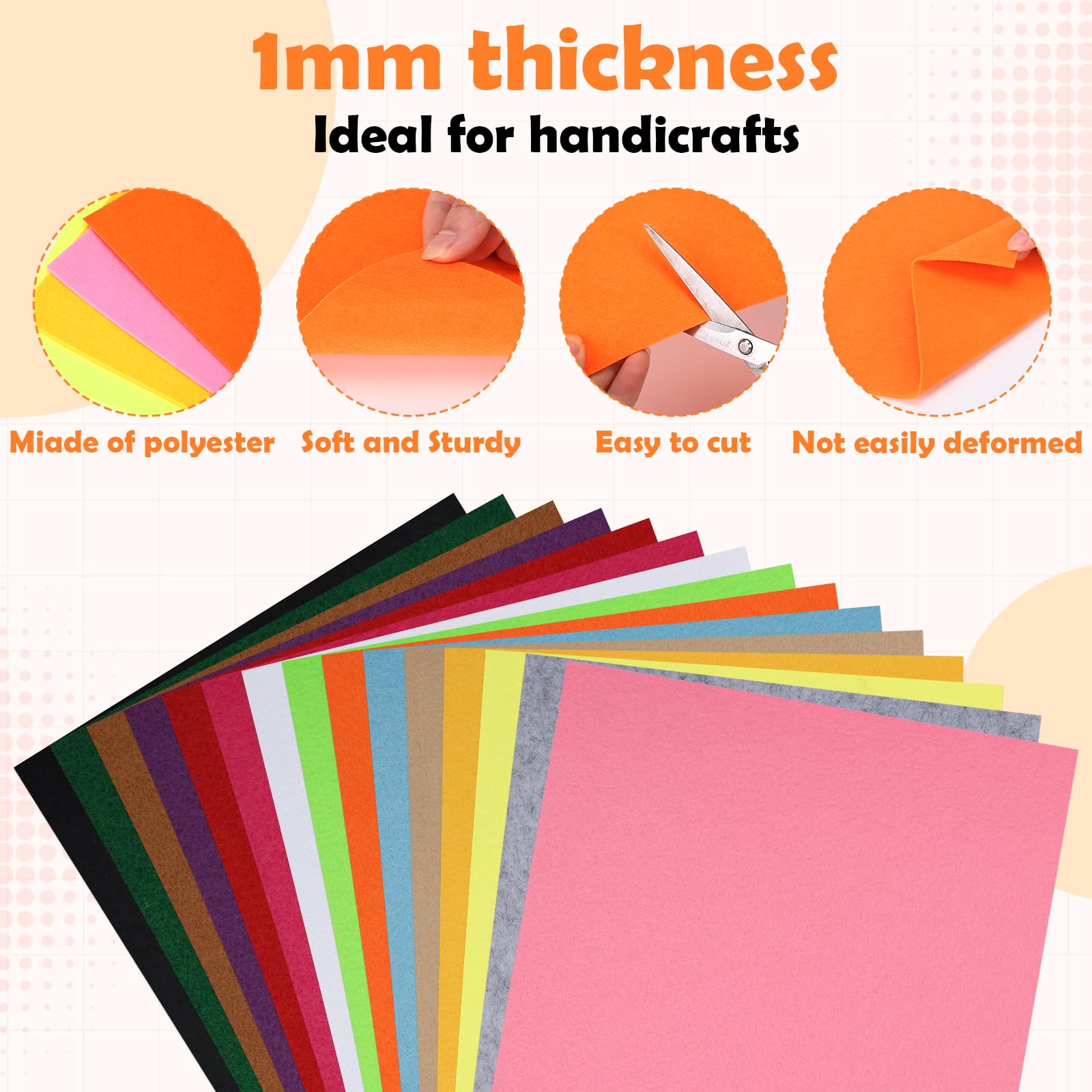 10 Fogli Di Feltro Colorato 20x30 Cm – Tessuto Non Tessuto Per Lavoretti Fai Da Te, Cucito E Decorazioni Natalizie - 6