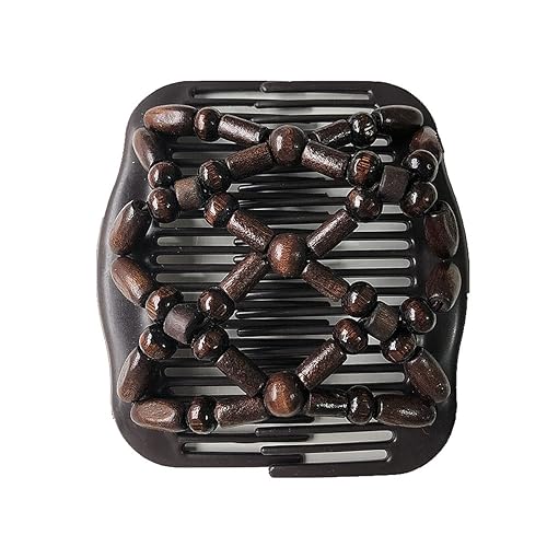 Peines laterales mágicos para el cabello para mujer, con cuentas de madera, elásticos, doble cabello, clips para hacer moños, accesorios para el
