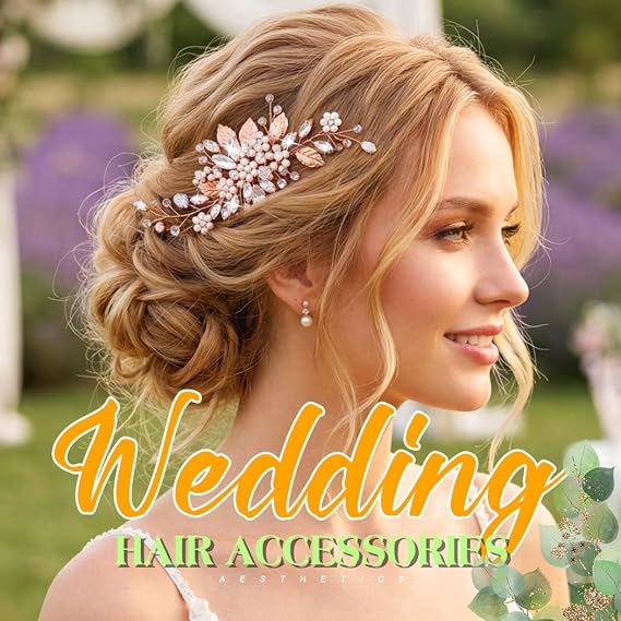 JEAIRTS Crystal Hair Comb Bridal Pearl Headpiece Wedding Hair Accessories for Women