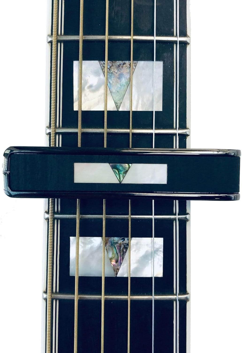 Thalia Guitar Capo for Acoustic and Electric - Guild Officially Licensed with Guild Specific Human Touch Fret Pads - Premium Capo for Acoustic Guitar 6 and 12 String - Black Chrome - Ebony Inked