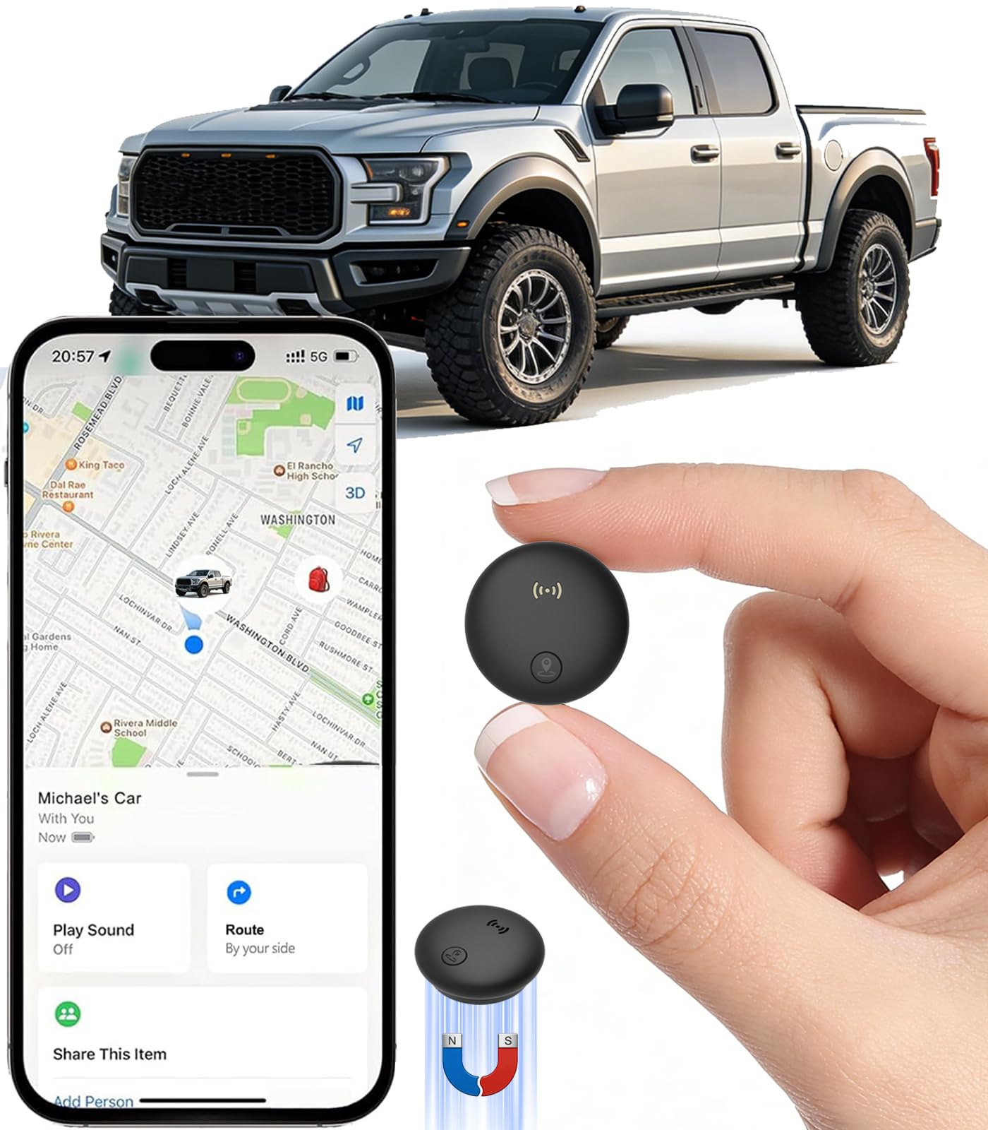 GPS Tracker for Vehicles, Real-Time Tracking for Cars w/Magnetic