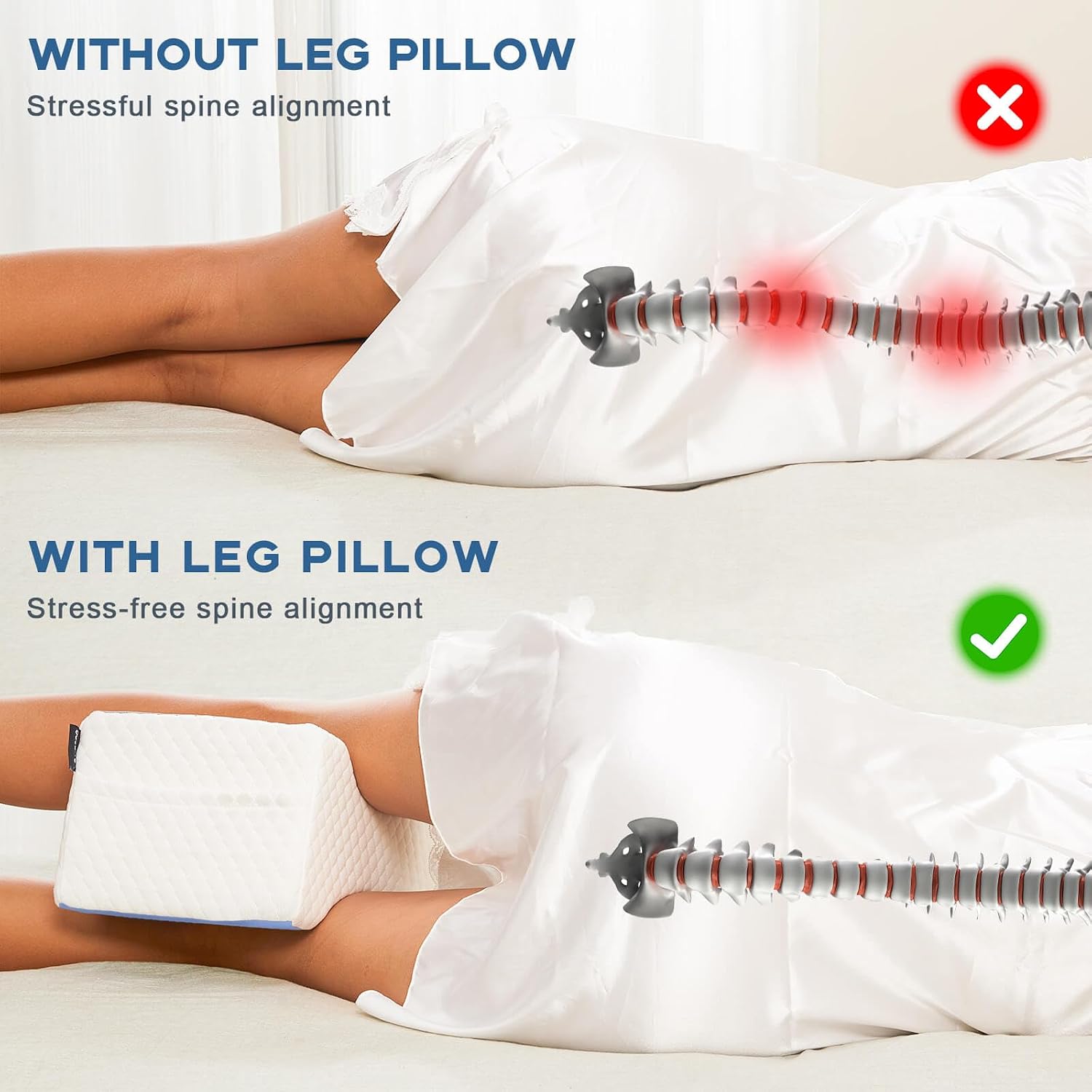 cooloo8 Side Sleeper Pillow, Knee Pillow for Side Sleepers, Sciatica Pain Relief Pillow (Blue)