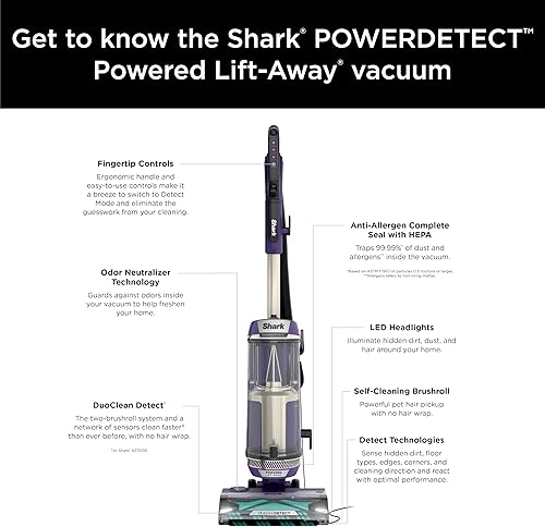 Miniatura 20 de Shark POWERDETECT AZ4002 - Aspiradora vertical con filtro HEPA, aspiradora resistente con potente succión para recoger el pelo de las mascotas,