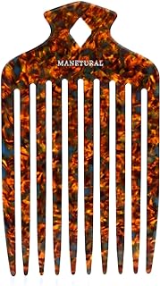 15N Professional Afro Hair Pick for Ultimate Curl Definition, Ideal for Men, Women, and Kids, Cellulose Acetate Long Tooth comb 6.3 inch(16cm) (Tortoise, 1 PACK)