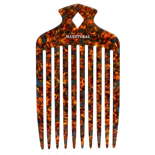 15N - Peine de pelo afro profesional para una definición definitiva de rizos, ideal para hombres, mujeres y niños, peine de dientes largos de