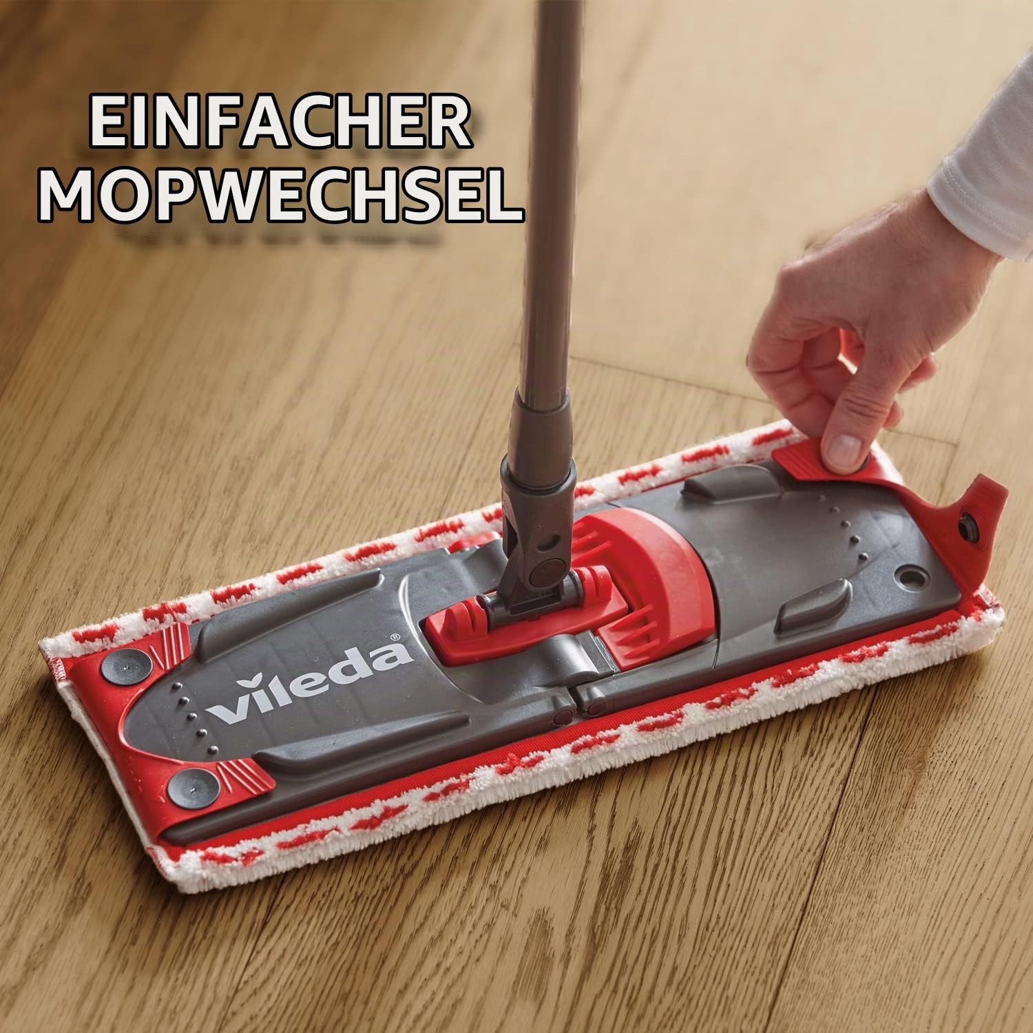Vileda Superfeger Classic Besen mit 3-TLG Stiel und Superfeger Classic Kehrset & Ultramax Bodenwischer Ersatzbezug, Wischmopp Bezug Ultramat_Ultramax aus Mikrofasern, für alle Hartböden