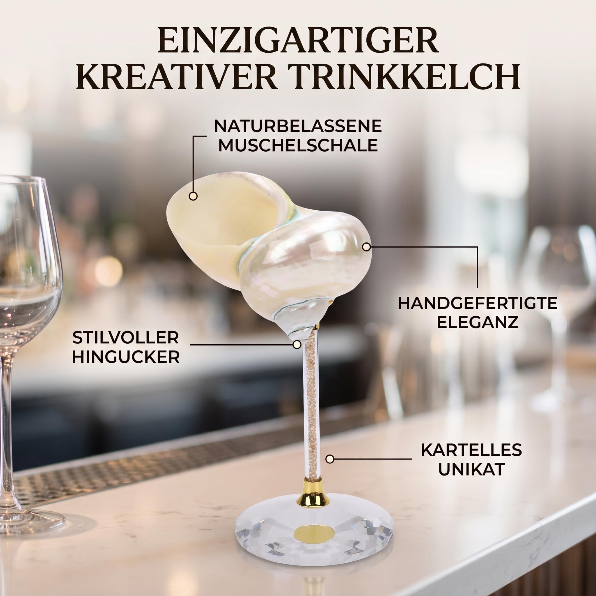 Verre à vin Coquillage Plastique Fait Main Décoratif Blanc