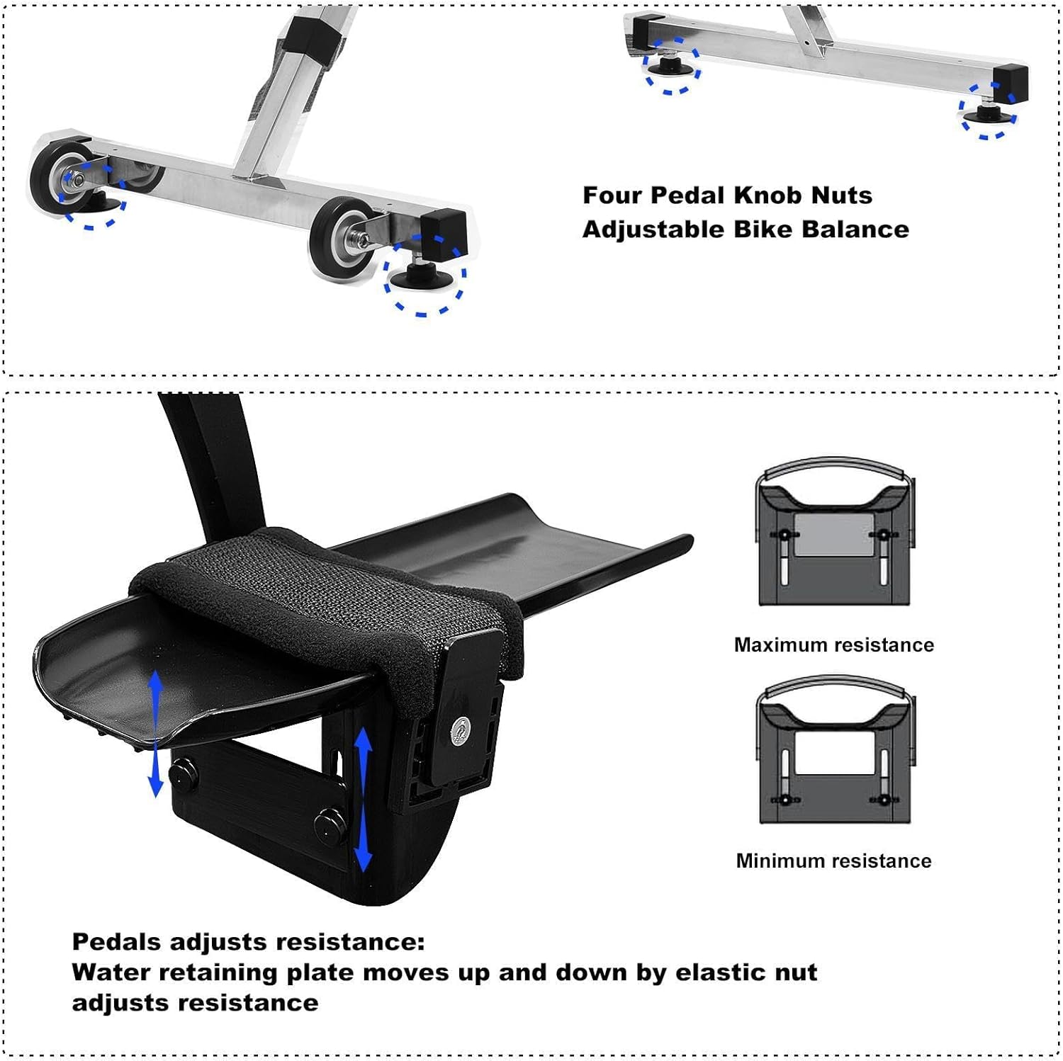 Underwater Exercise Bike for Pool, 316L Stainless Steel Aquatic Fitness Bike with Adjustable Resistances, Portable Fitness Training Gear for Exercise and Therapys
