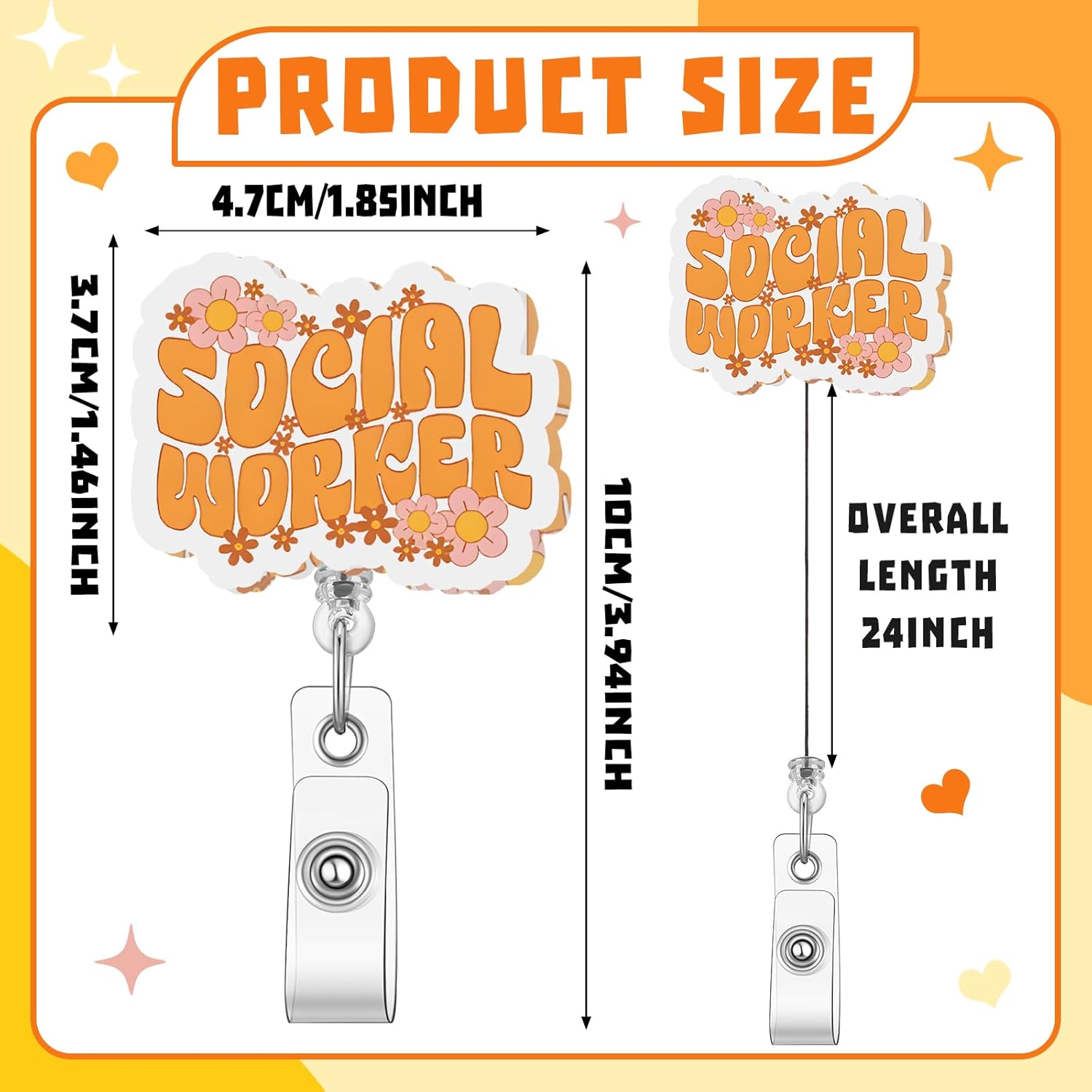 Geyoga 30 Pcs Social Work Month Badge Holder Bulk Retractable Badge Reels Cards Holder with Clip Gift for Volunteer Social Worker Appreciation Gifts